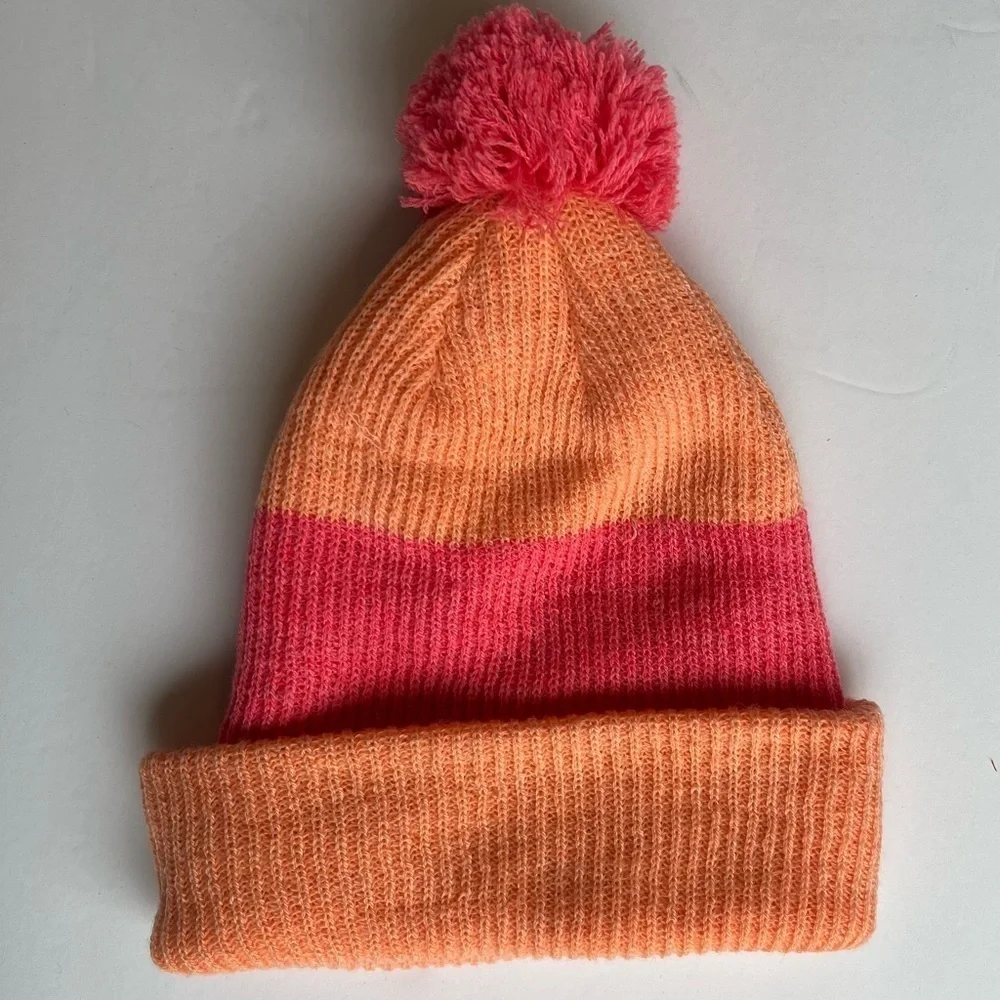 Youth Coral and Pink Striped Hurley Beanie OS